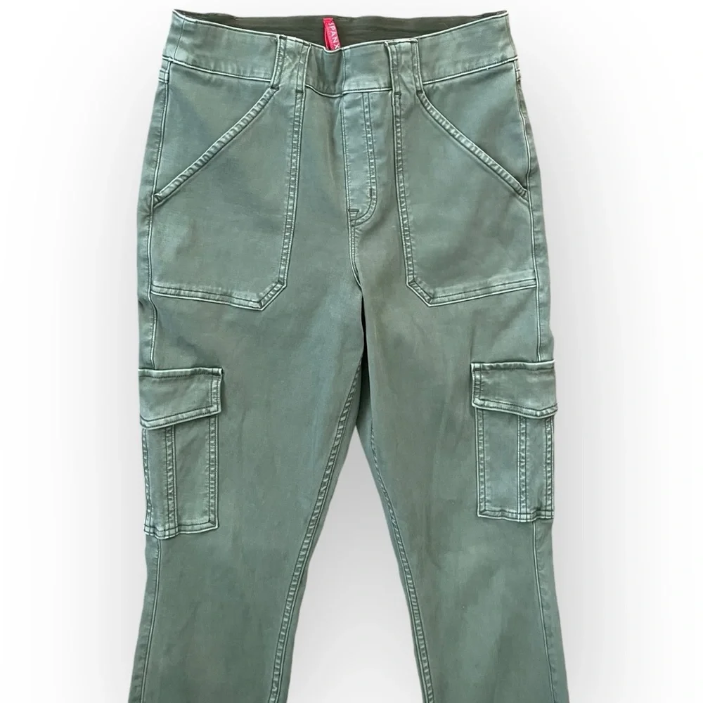Spanx women’s stretch twill ankle cargo pant in soft sage size L green skinny - Picture 3 of 8